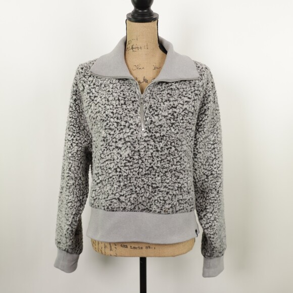 PINK by Victoria Secret Gray Sherpa Quarter Zip Large - Picture 1 of 11